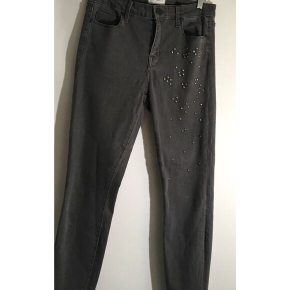 Parker Smith Ava Women's Size 29 Overcast Gray Skinny Studded Embellished Jeans - Picture 4 of 5
